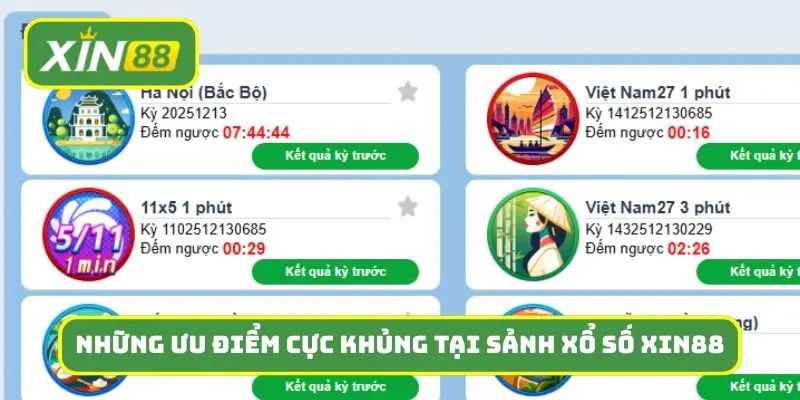 Những ưu điểm cực khủng tại sảnh xổ số Xin88